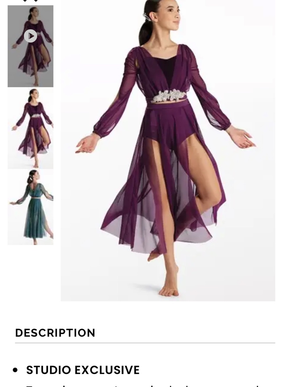 Weissman Purple Sheer Dance Costume Two-Piece
